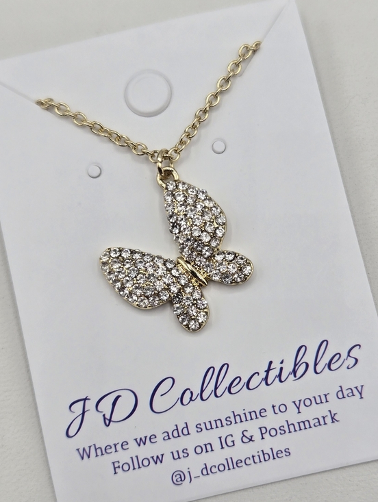 Swarovski Jewelry - Swarovski Crystal Elements Gold Butterfly Necklace 17 - 20 inch Bridal Casual